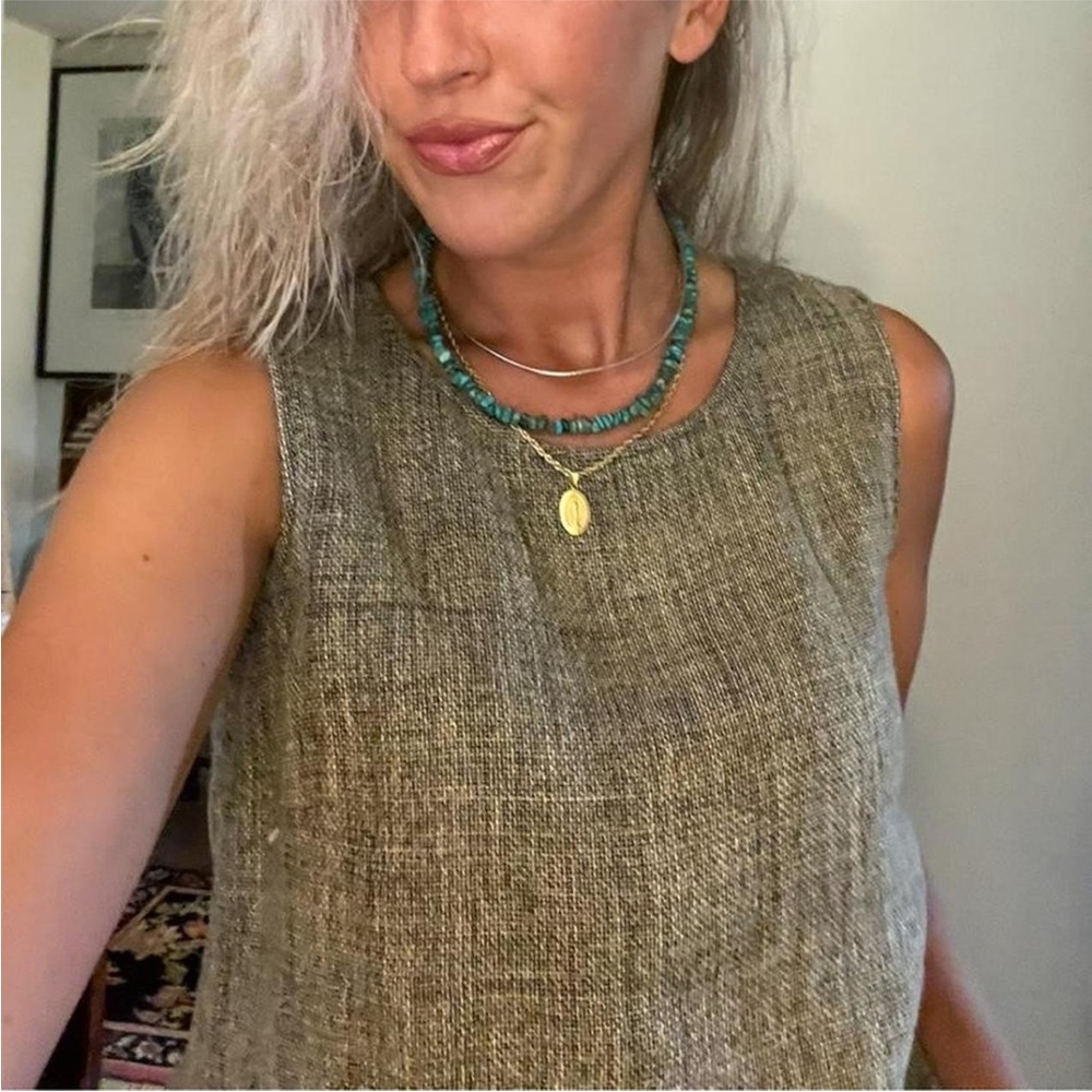 Vintage 90s Linen Sleeveless Textured Top